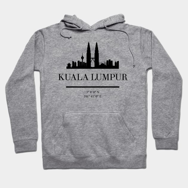 KUALA LUMPUR BLACK SILHOUETTE SKYLINE ART Hoodie by deificusArt